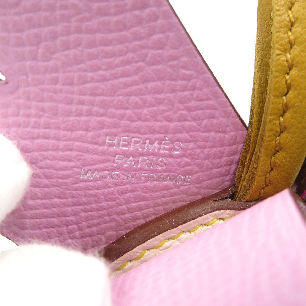 HERMES key ring Leather, Epsom Mauve Silbert Birdie Charm Kelly Plate Women Used