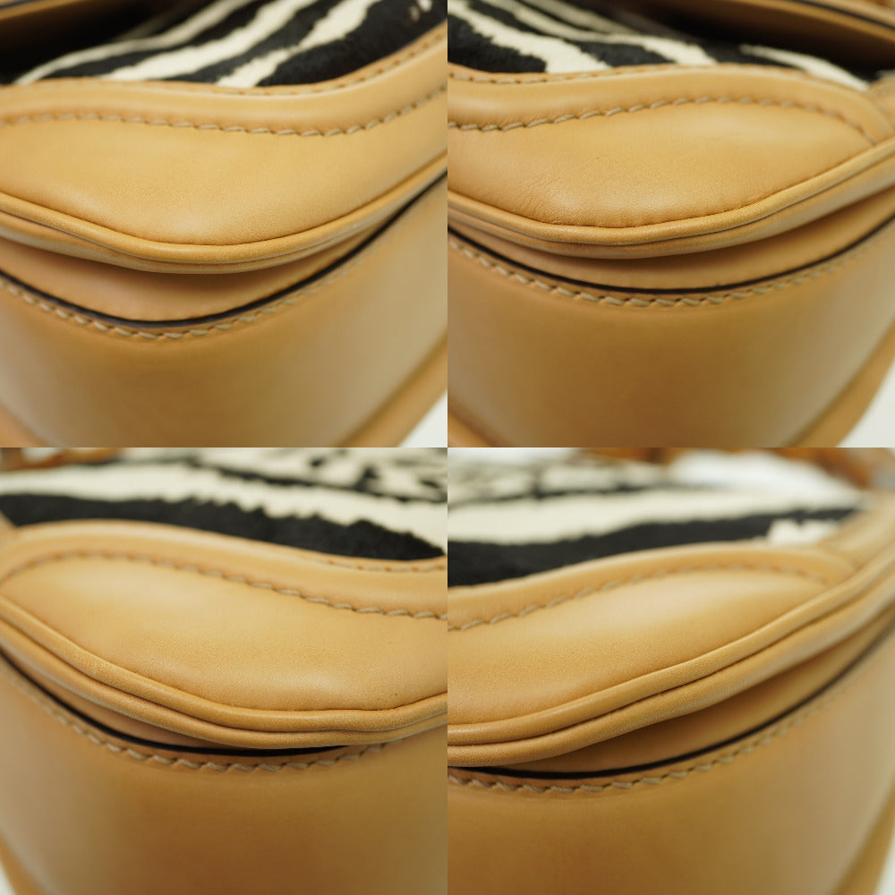 GUCCI Handbag 254884 Harako Zebra Pattern New Bamboo Women Used