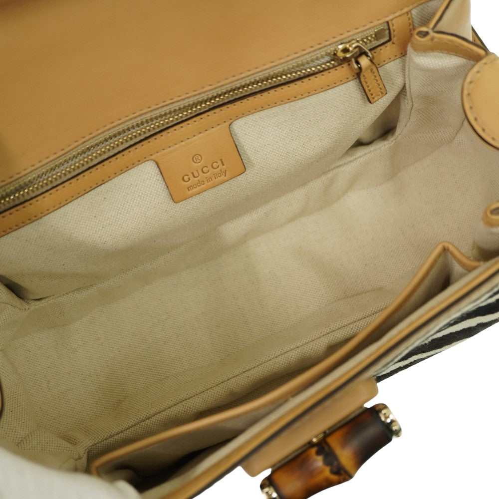 GUCCI Handbag 254884 Harako Zebra Pattern New Bamboo Women Used
