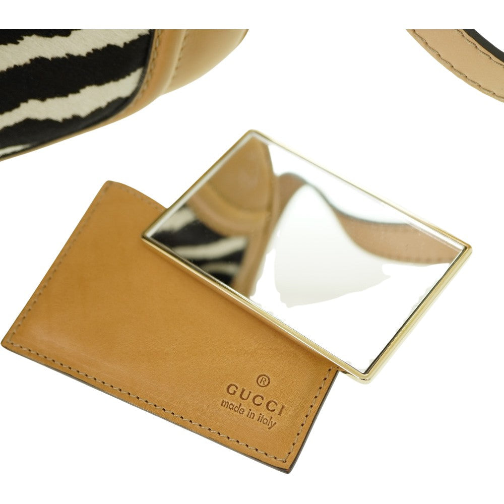 GUCCI Handbag 254884 Harako Zebra Pattern New Bamboo Women Used