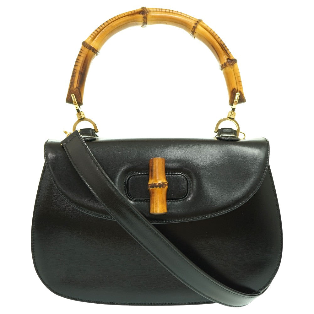 GUCCI Handbag leather black Bamboo Women Used