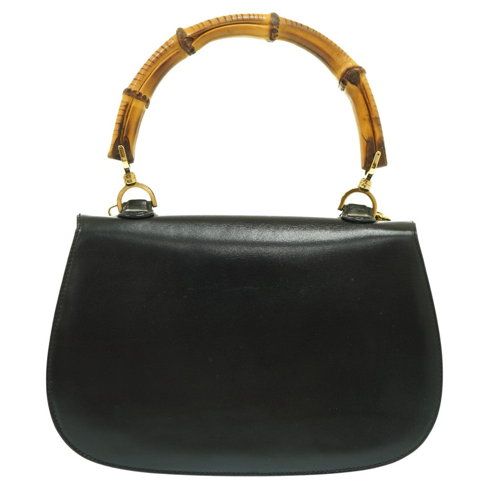 GUCCI Handbag leather black Bamboo Women Used