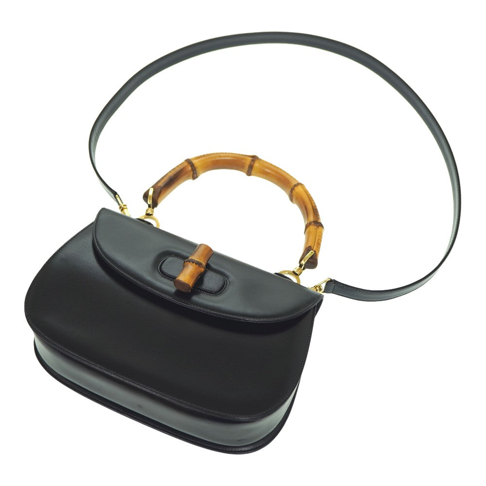 GUCCI Handbag leather black Bamboo Women Used