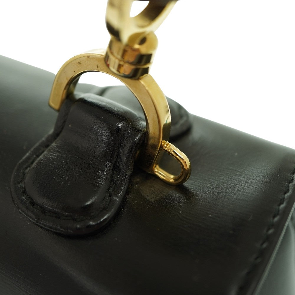 GUCCI Handbag leather black Bamboo Women Used
