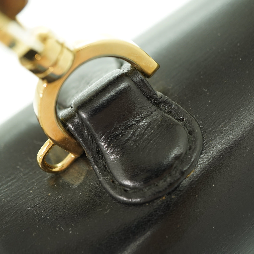 GUCCI Handbag leather black Bamboo Women Used