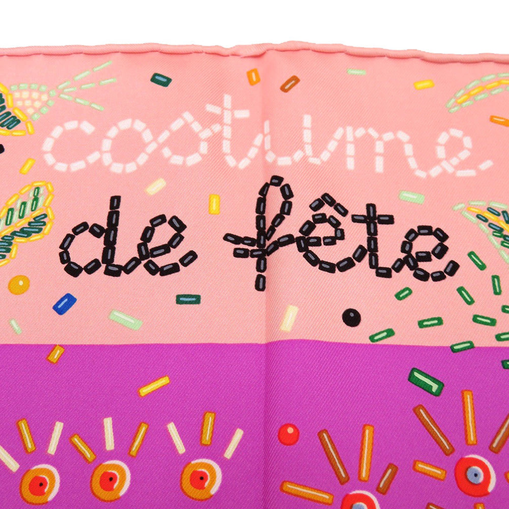 HERMES scarf silk Rose Carre90 Costume de Fete Women Used