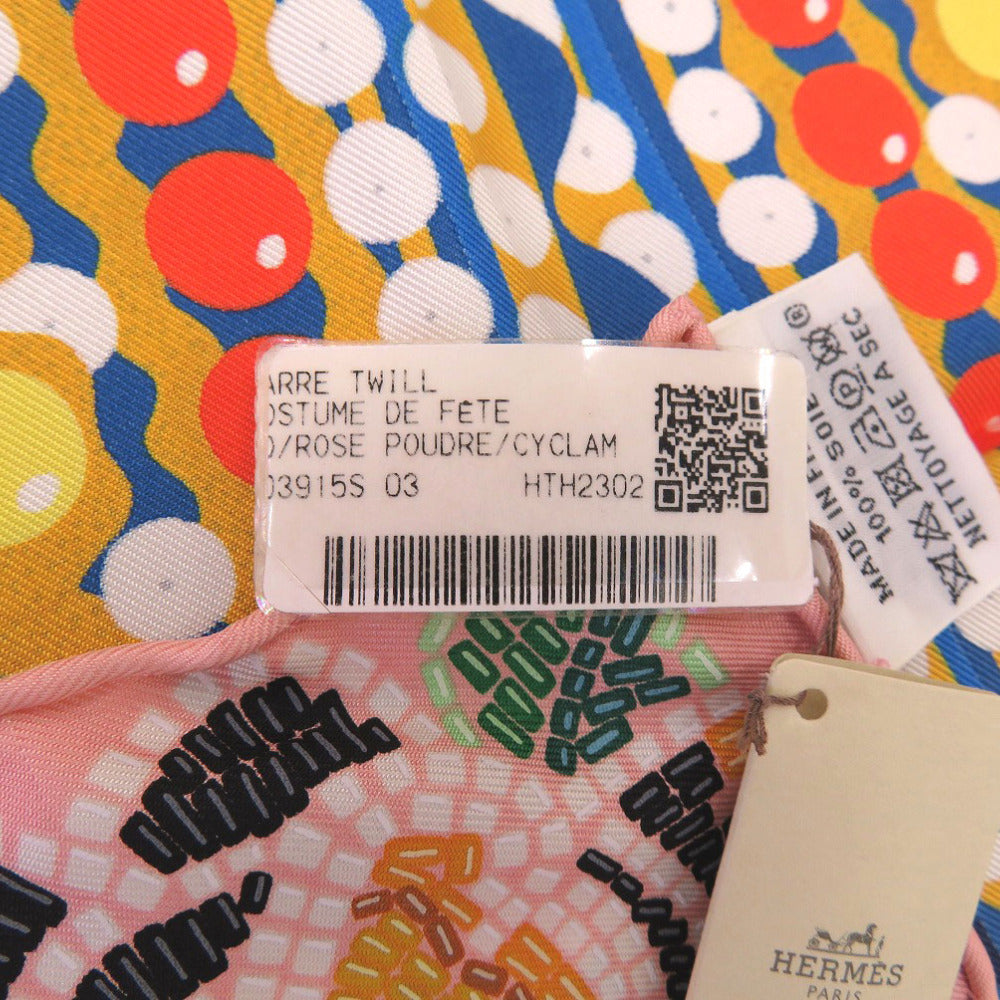 HERMES scarf silk Rose Carre90 Costume de Fete Women Used