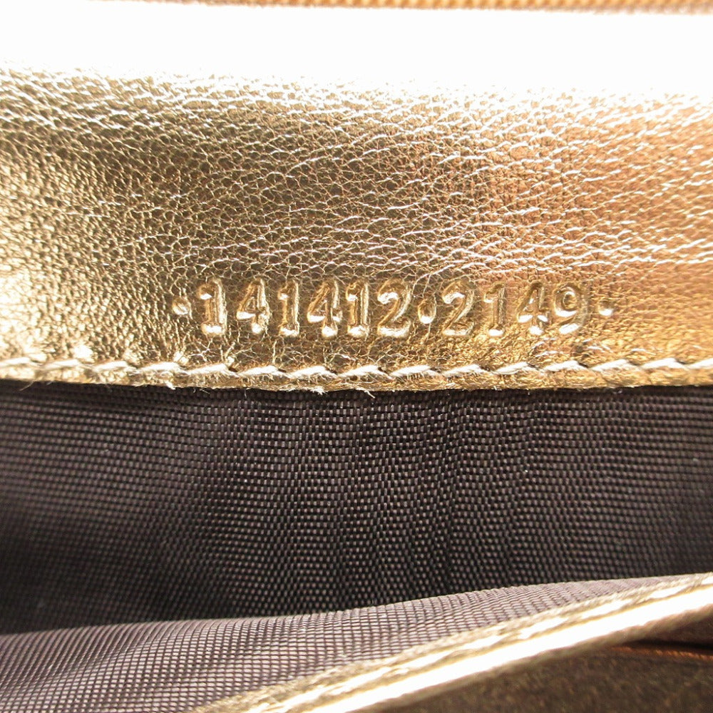 GUCCI Long Wallet Purse 141412 GG canvas, leather gold Two fold Women Used