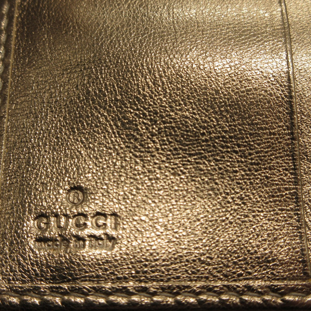 GUCCI Long Wallet Purse 141412 GG canvas, leather gold Two fold Women Used