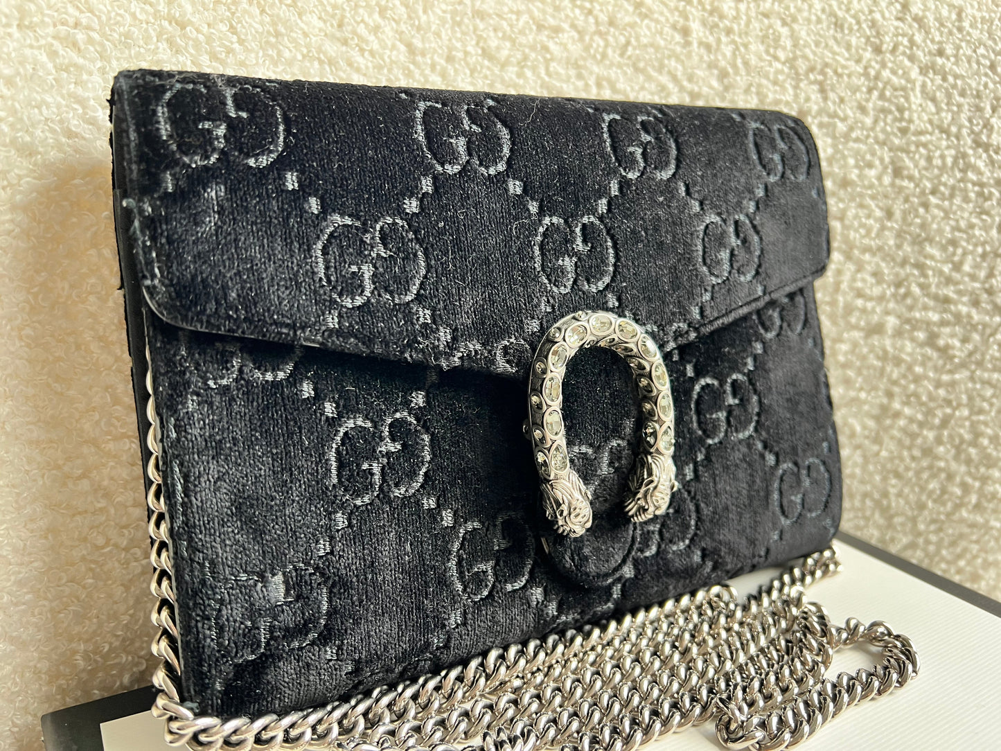 Gucci Black Velvet Dionysus Mini Chain Bag