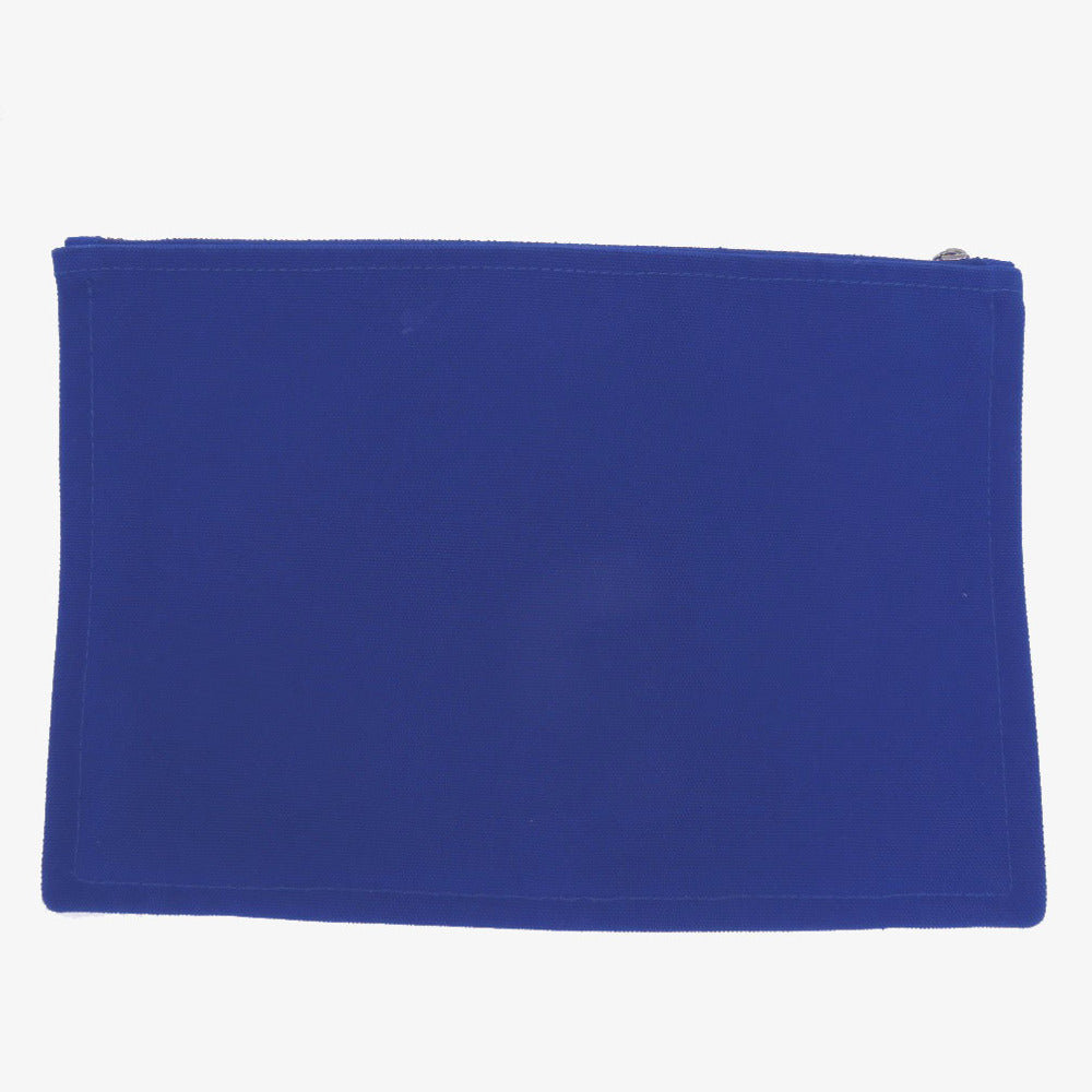 HERMES Pouch Cotton canvas blue Flat Pouch MM Women Used