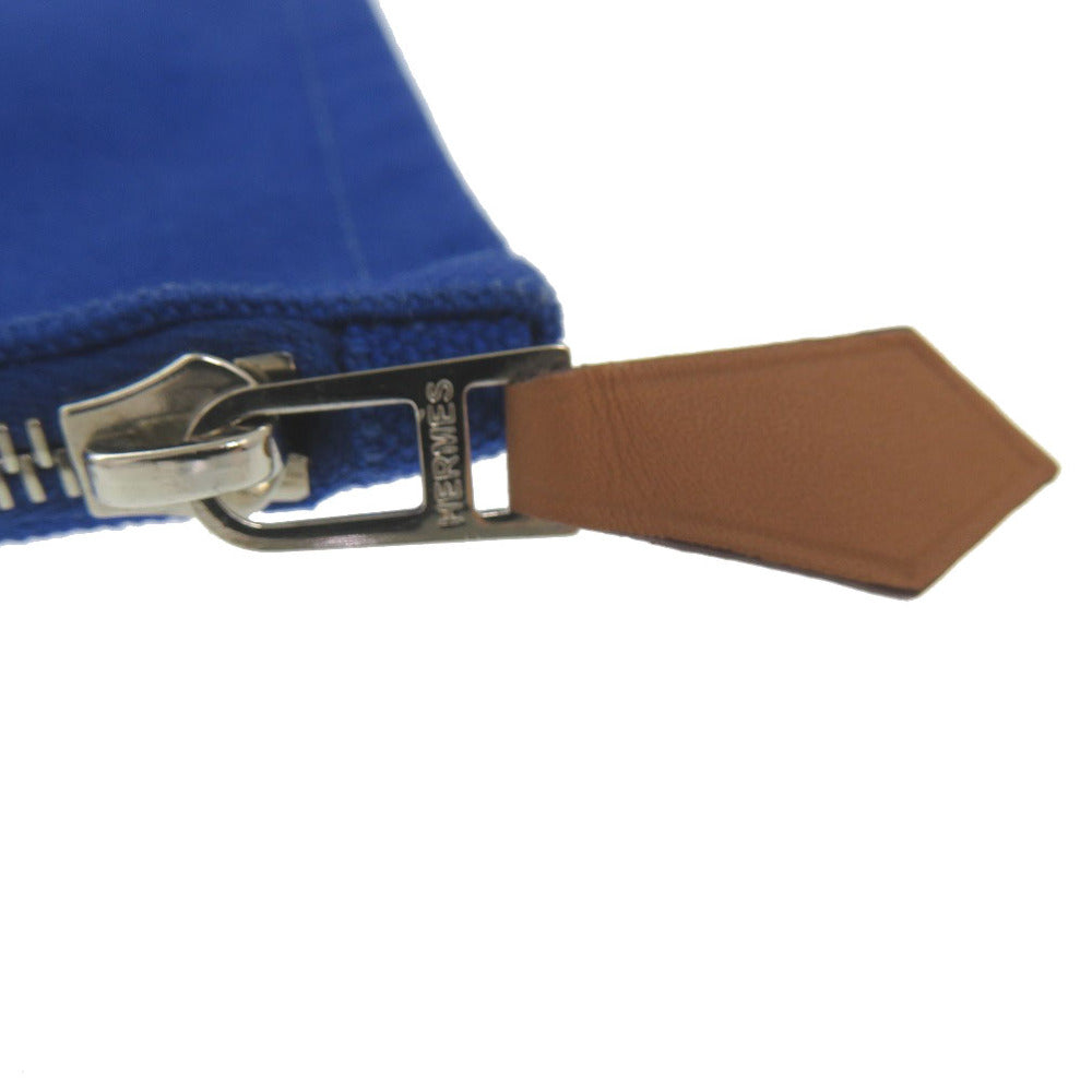 HERMES Pouch Cotton canvas blue Flat Pouch MM Women Used
