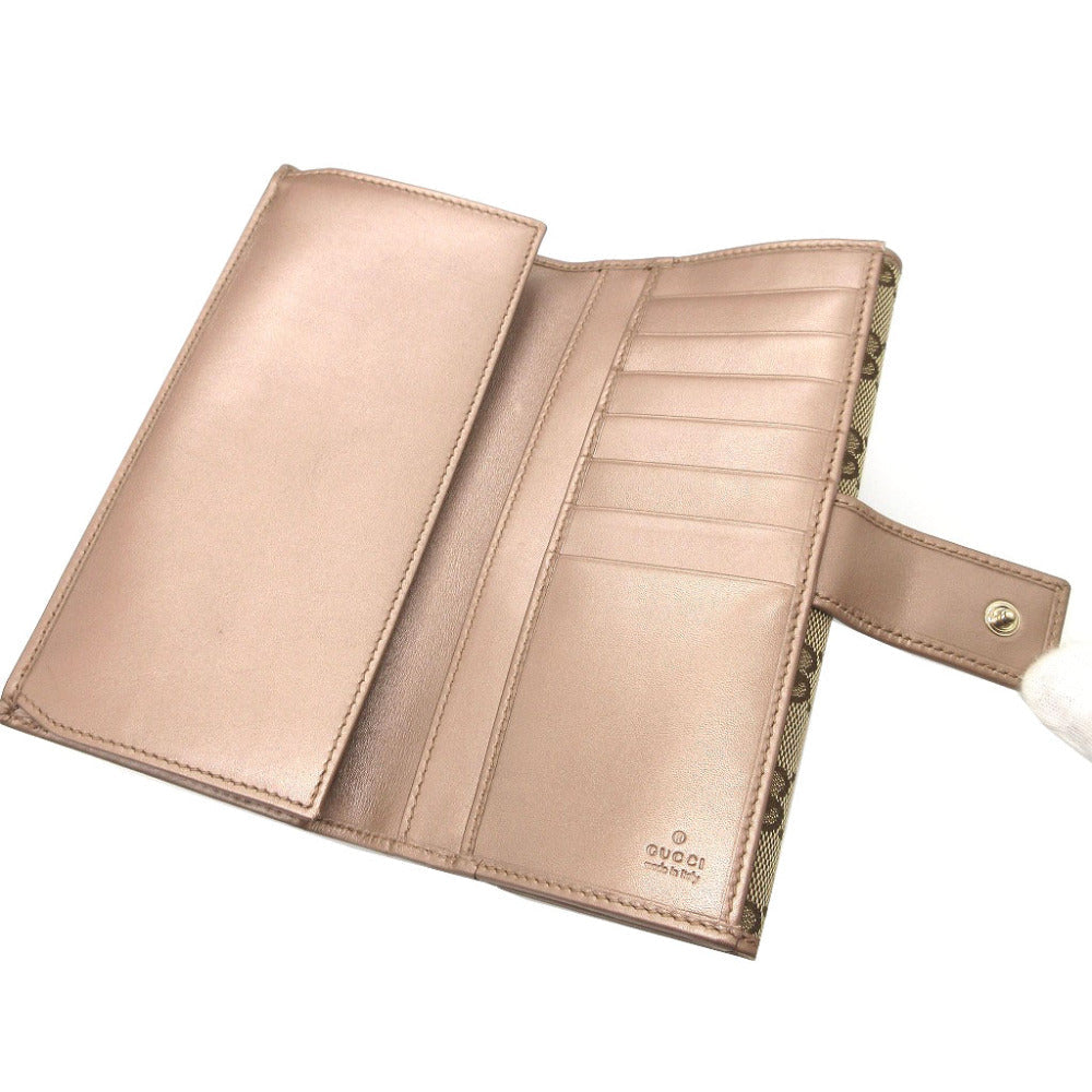 GUCCI Long Wallet Purse 245723 GG canvas, leather beige W Hook Wallet  Lovely heart Women Used