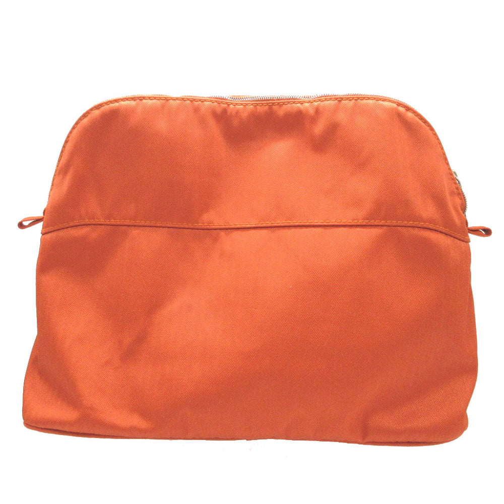 HERMES Pouch canvas Orange Borid porch GM Women Used