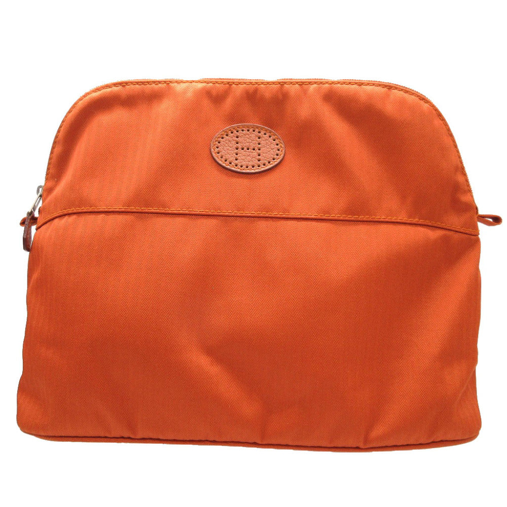 HERMES Pouch canvas Orange Borid porch GM Women Used
