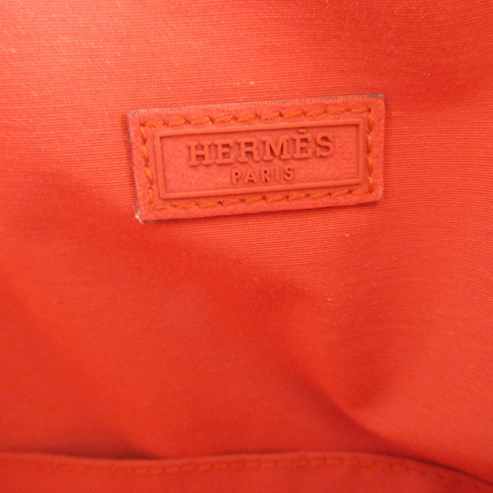 HERMES Pouch canvas Orange Borid porch GM Women Used