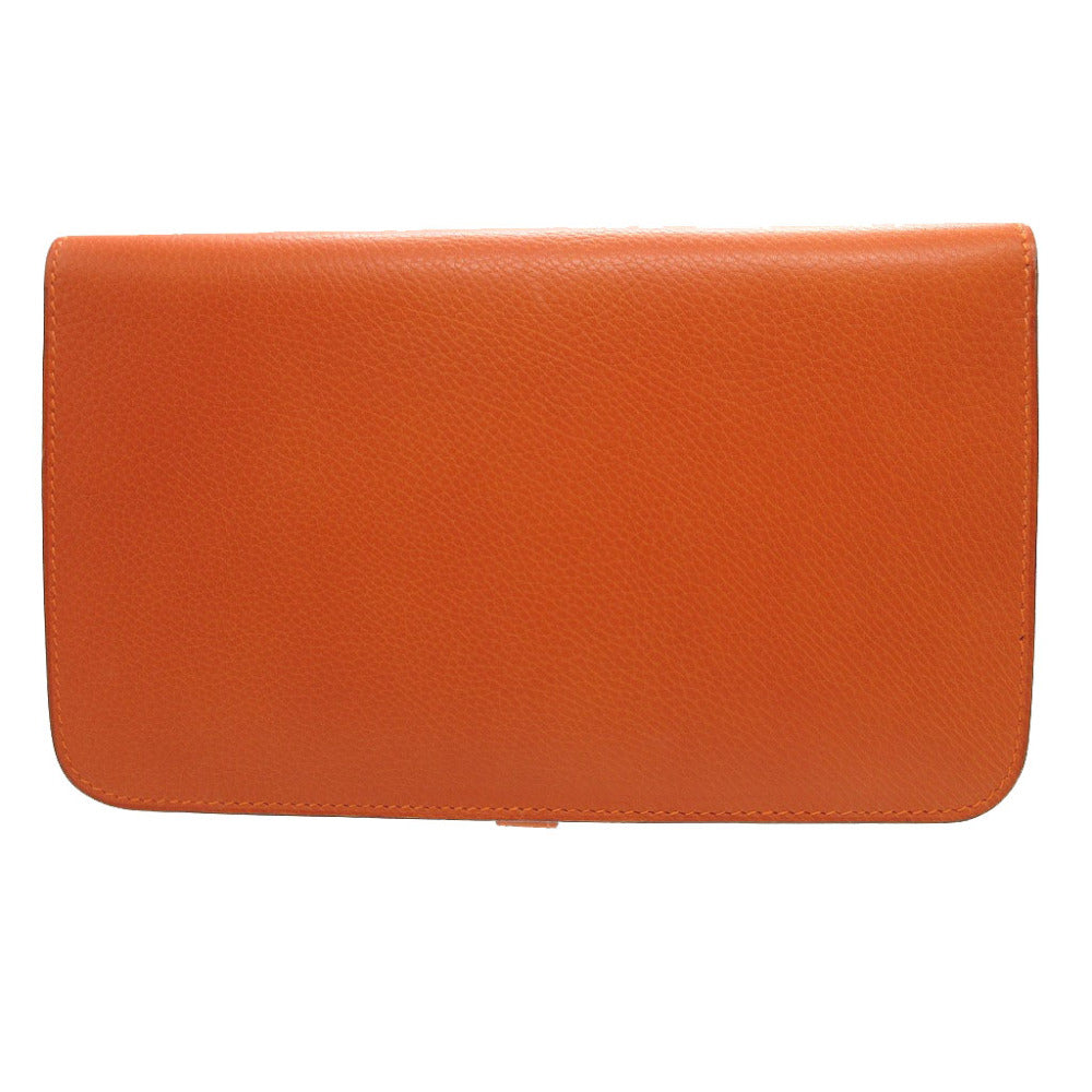 HERMES Long Wallet Purse Togo Orange Dogon GM unisex(Unisex) Used