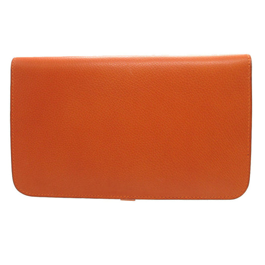 HERMES Long Wallet Purse Togo Orange Dogon GM unisex(Unisex) Used