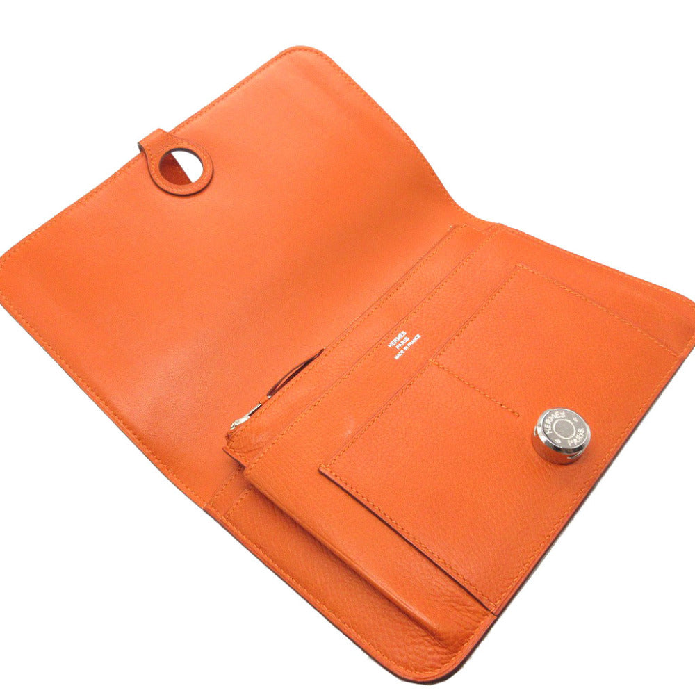HERMES Long Wallet Purse Togo Orange Dogon GM unisex(Unisex) Used