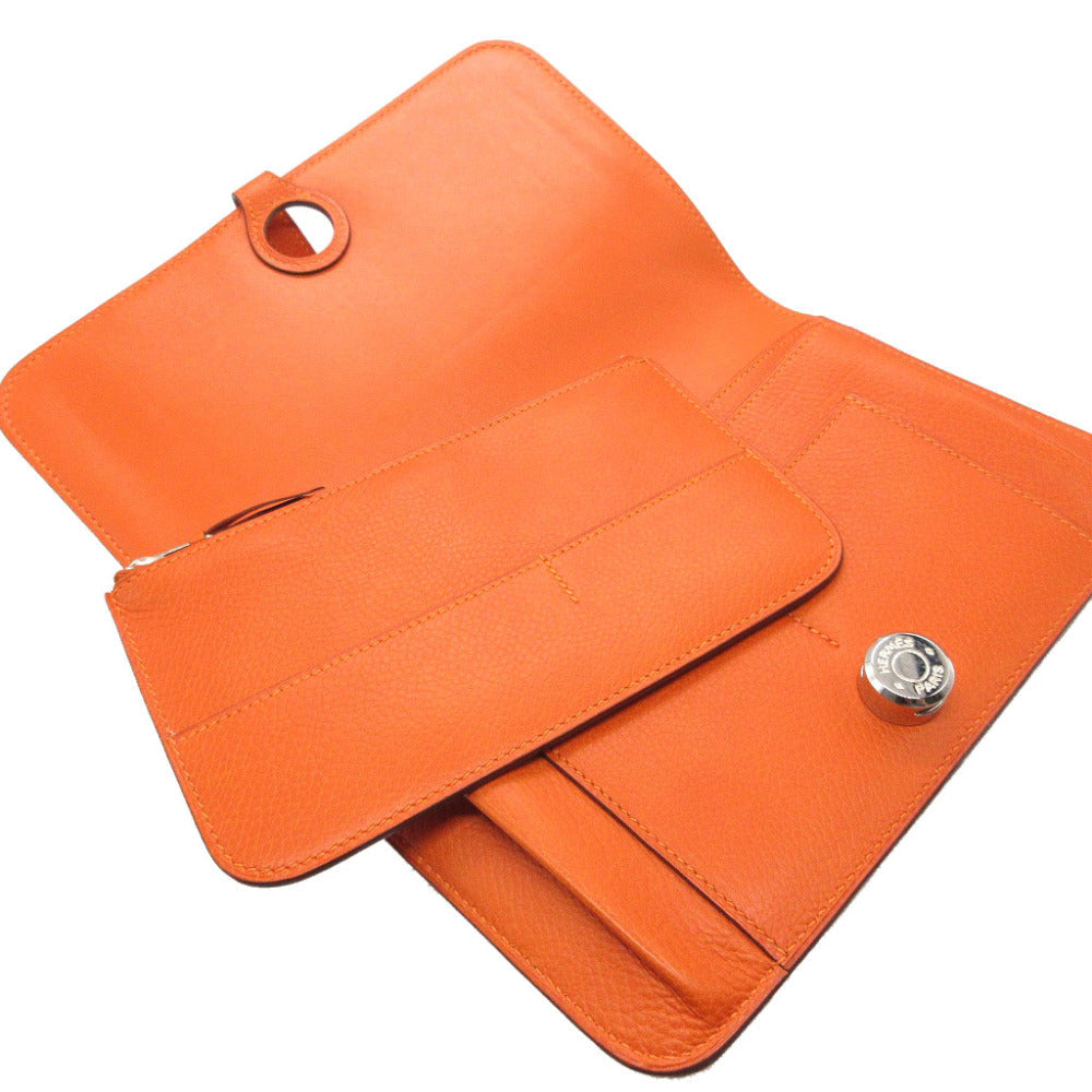 HERMES Long Wallet Purse Togo Orange Dogon GM unisex(Unisex) Used