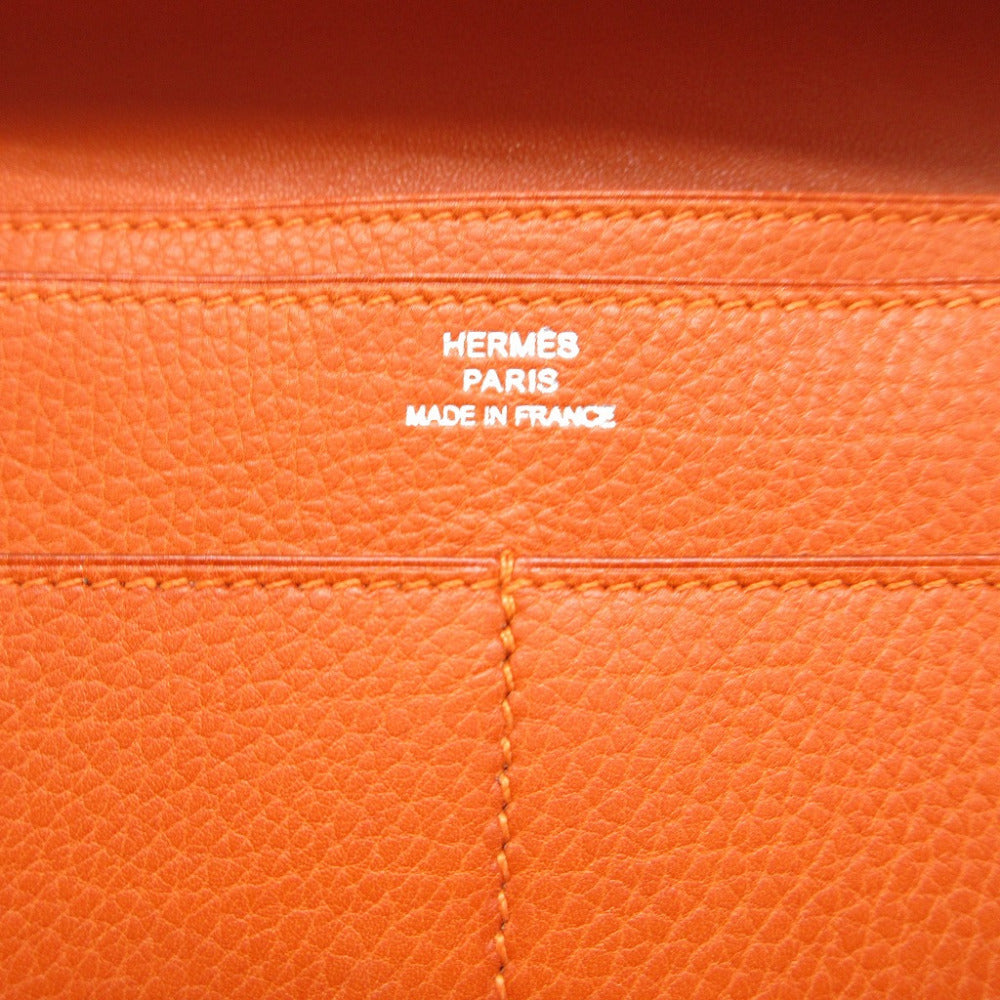HERMES Long Wallet Purse Togo Orange Dogon GM unisex(Unisex) Used