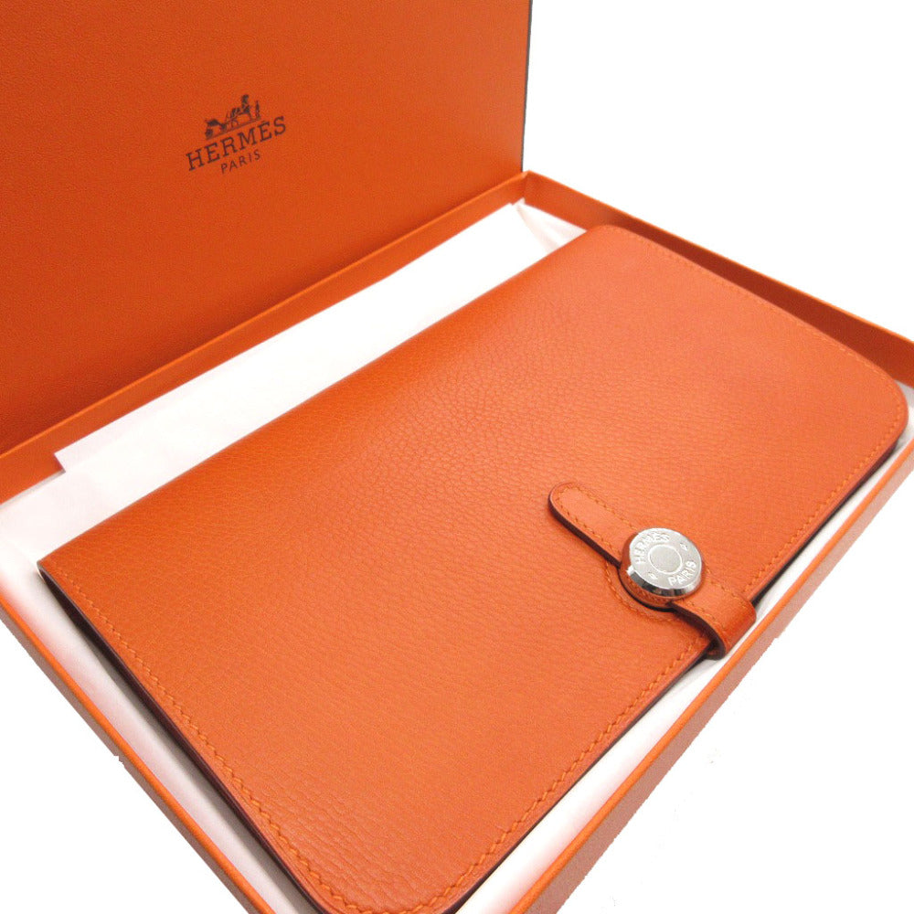 HERMES Long Wallet Purse Togo Orange Dogon GM unisex(Unisex) Used