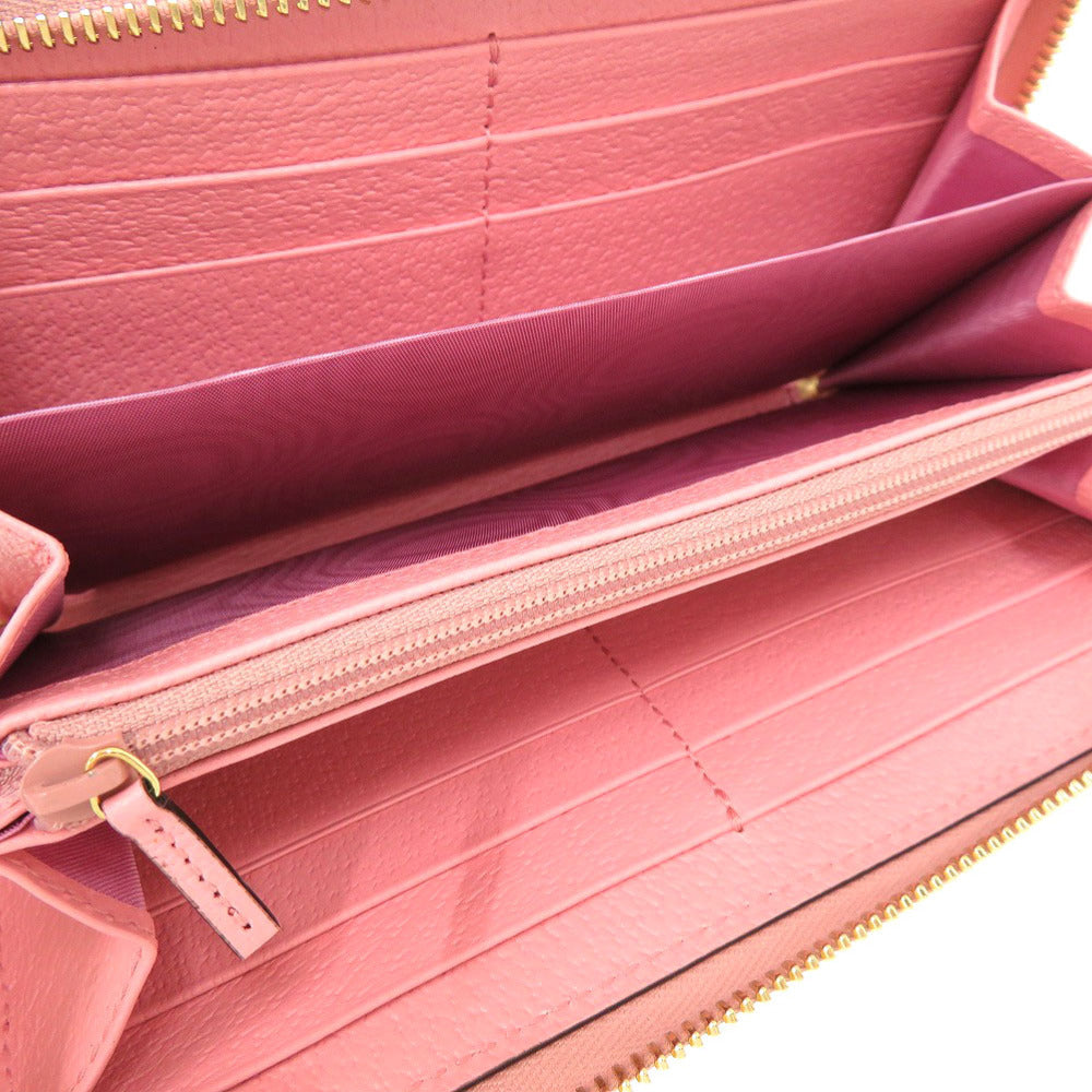 GUCCI Long Wallet Purse 456117 leather pink Cherry Strawberry GG Women Used
