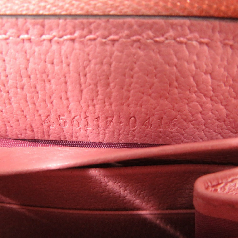 GUCCI Long Wallet Purse 456117 leather pink Cherry Strawberry GG Women Used