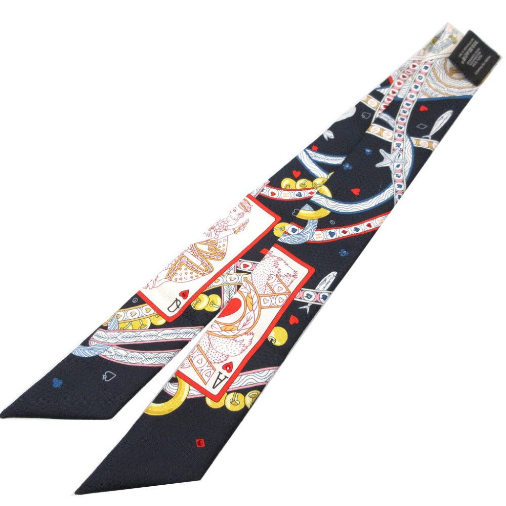 HERMES scarf silk Navy Twilly