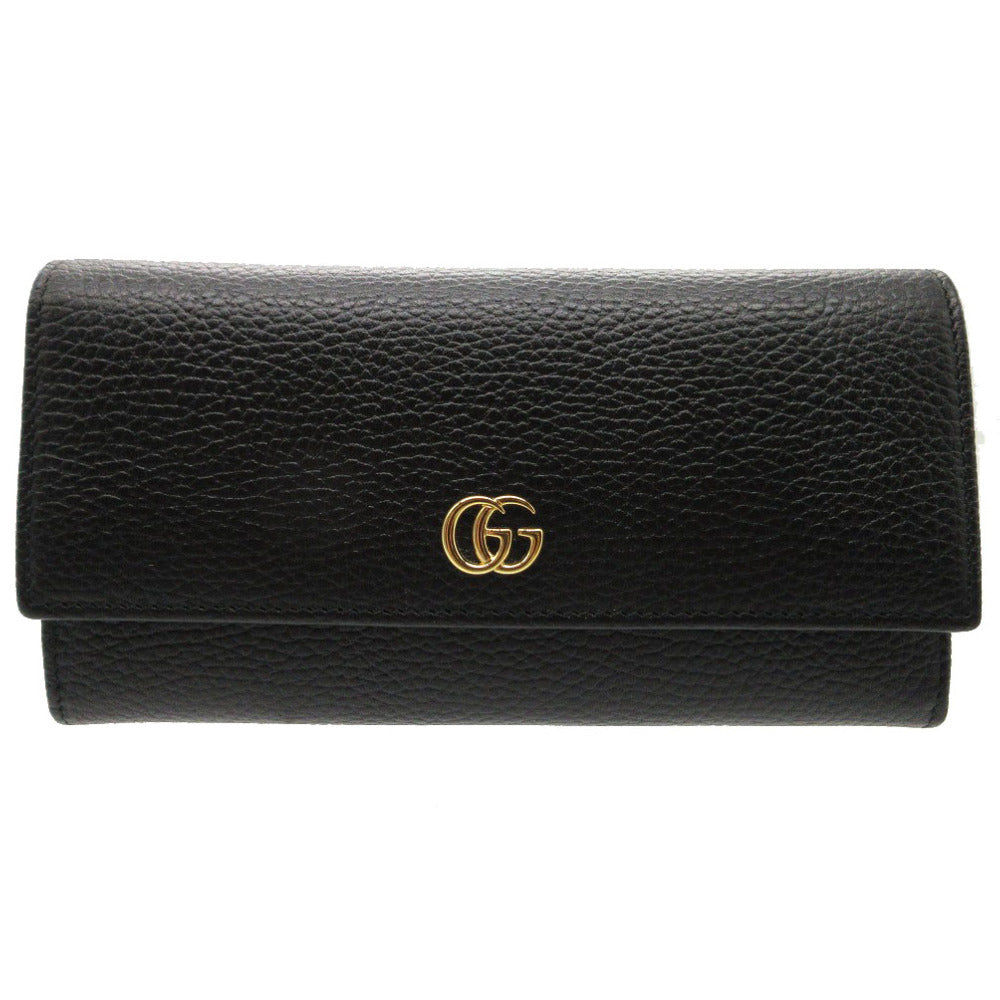 GUCCI Long Wallet Purse 456116 leather black GG Petit Marmont Women Used