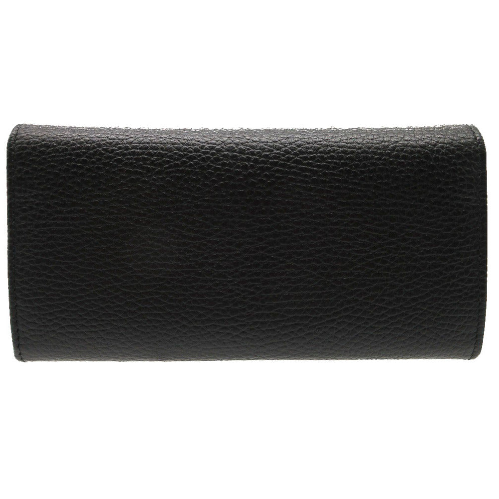 GUCCI Long Wallet Purse 456116 leather black GG Petit Marmont Women Used
