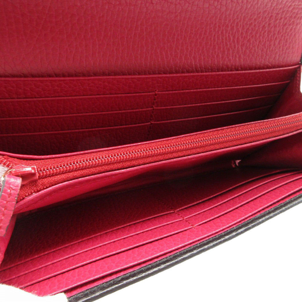 GUCCI Long Wallet Purse 456116 leather black GG Petit Marmont Women Used