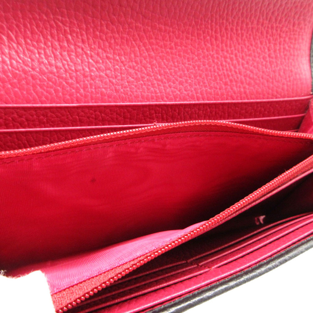 GUCCI Long Wallet Purse 456116 leather black GG Petit Marmont Women Used