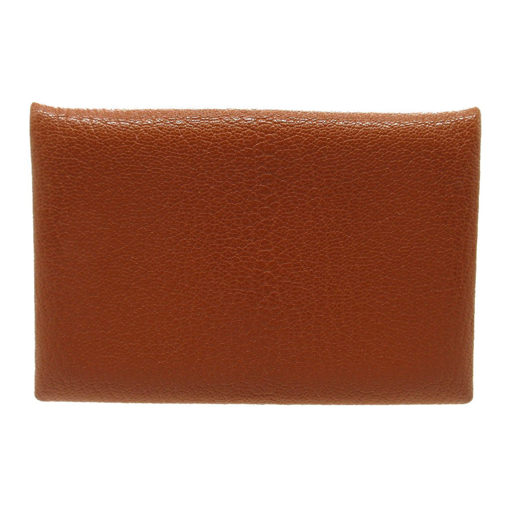 HERMES Card Case Shave Brown Calvi