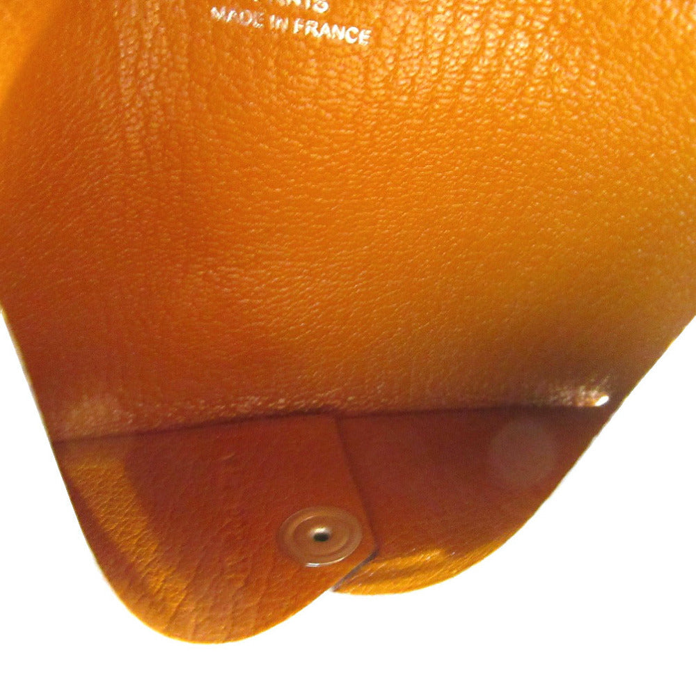 HERMES Card Case Shave Brown Calvi