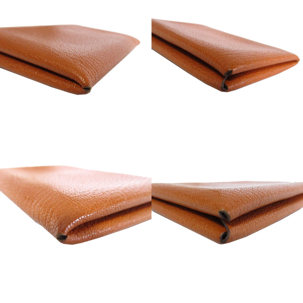 HERMES Card Case Shave Brown Calvi