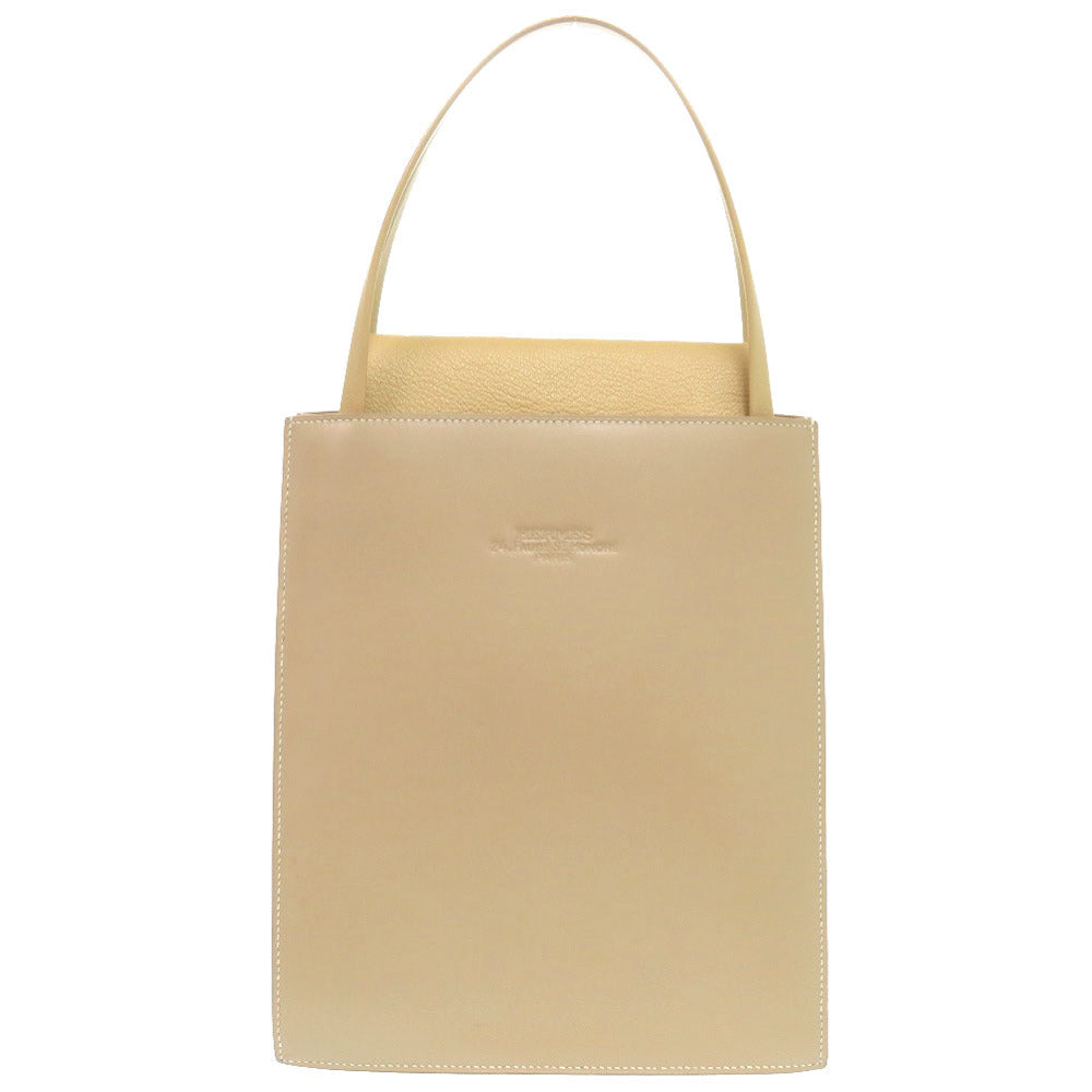 HERMES Tote Bag Box calf, chevre beige Lucy MM Women Used