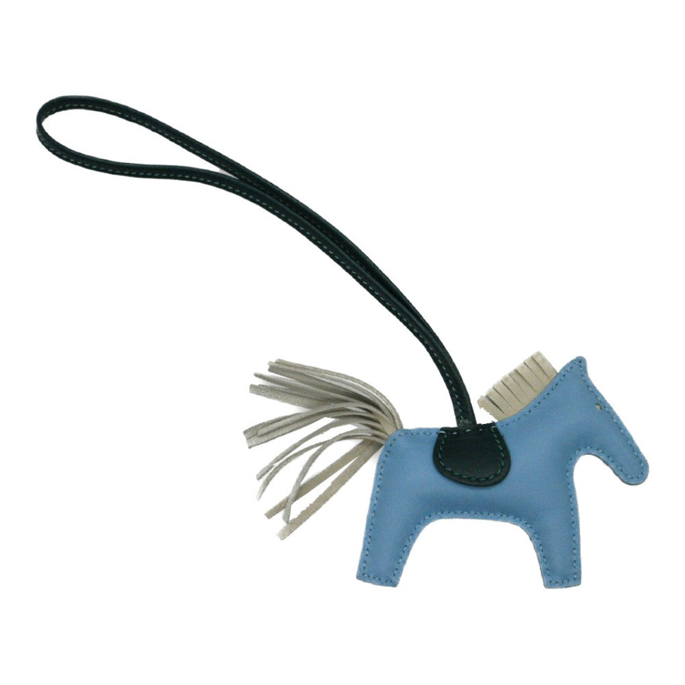 HERMES key ring leather Celeste Rodeo PM charm
