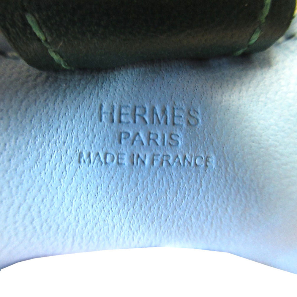 HERMES key ring leather Celeste Rodeo PM charm