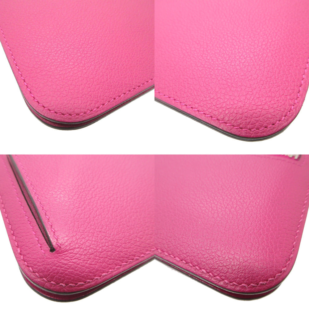 HERMES Long Wallet Purse Evercolor Rose purple Dogon Long Women Used
