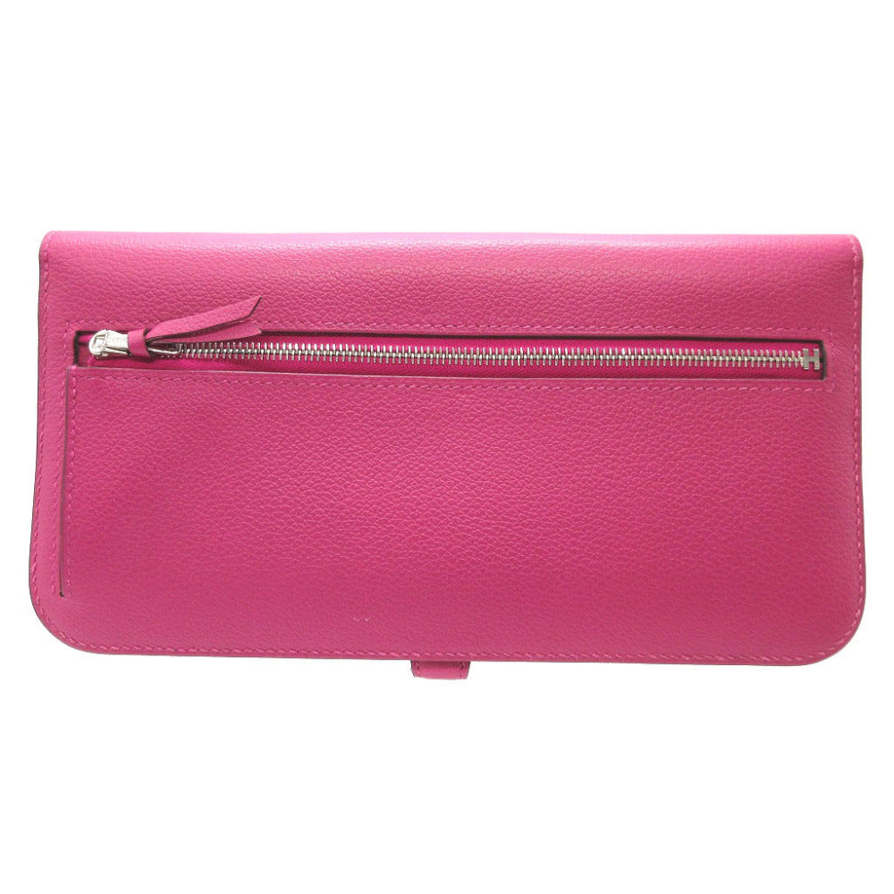 HERMES Long Wallet Purse Evercolor Rose purple Dogon Long Women Used