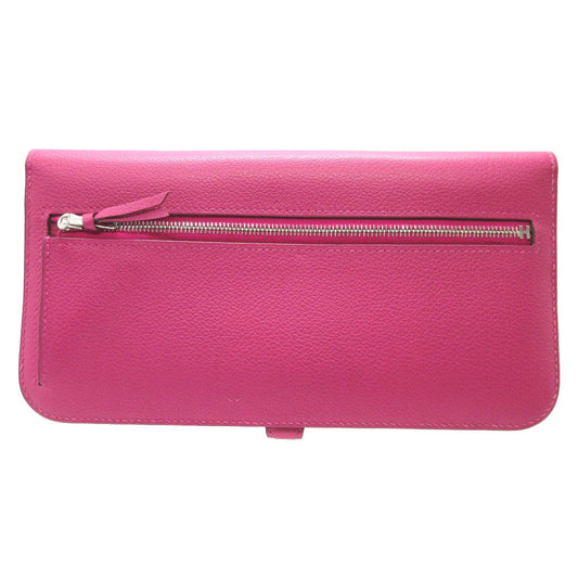 HERMES Long Wallet Purse Evercolor Rose purple Dogon Long Women Used