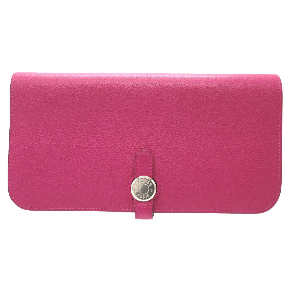 HERMES Long Wallet Purse Evercolor Rose purple Dogon Long Women Used