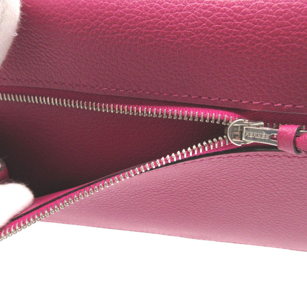 HERMES Long Wallet Purse Evercolor Rose purple Dogon Long Women Used