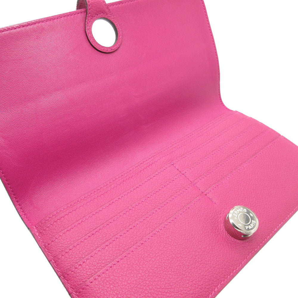 HERMES Long Wallet Purse Evercolor Rose purple Dogon Long Women Used