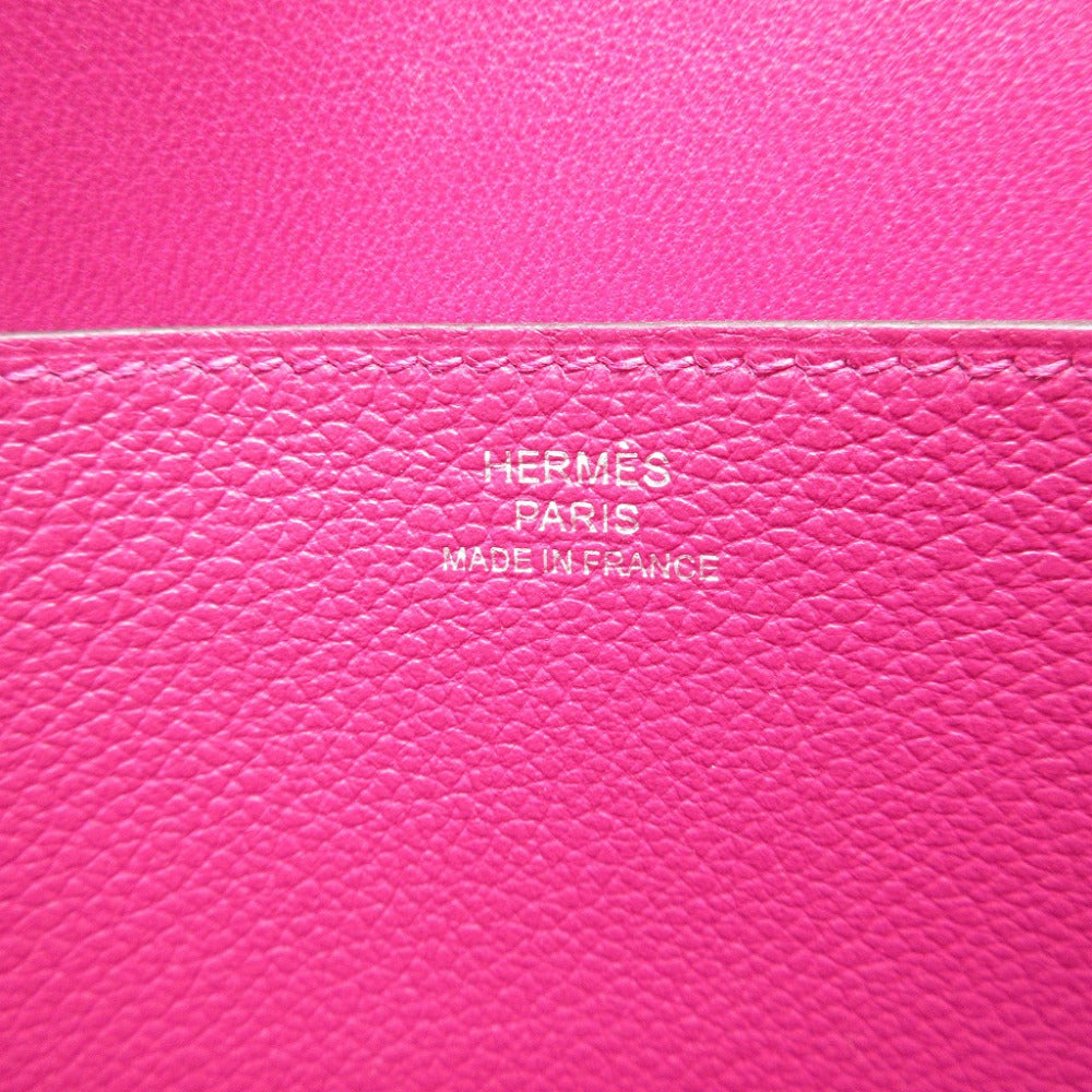HERMES Long Wallet Purse Evercolor Rose purple Dogon Long Women Used