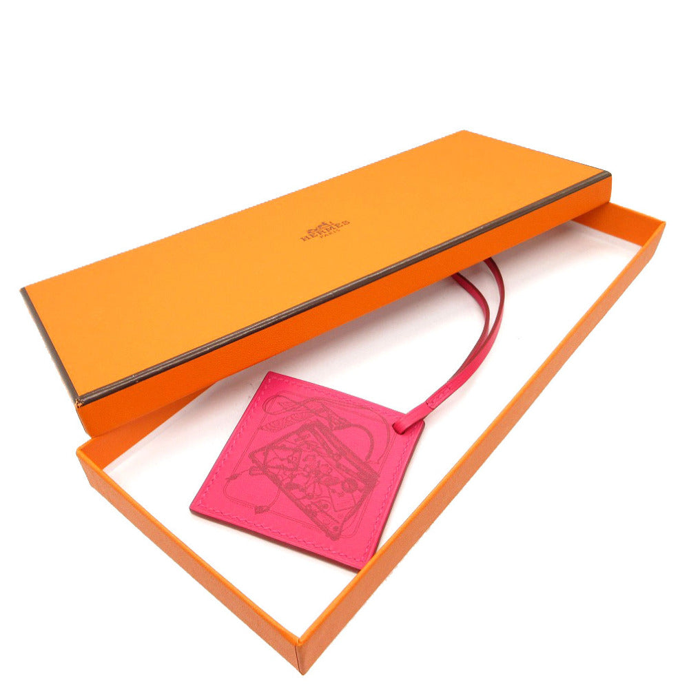 HERMES key ring Vaux Swift Rose mexico Carre Nano Charm