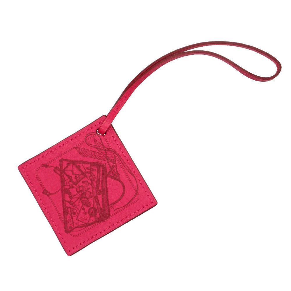 HERMES key ring Vaux Swift Rose mexico Carre Nano Charm