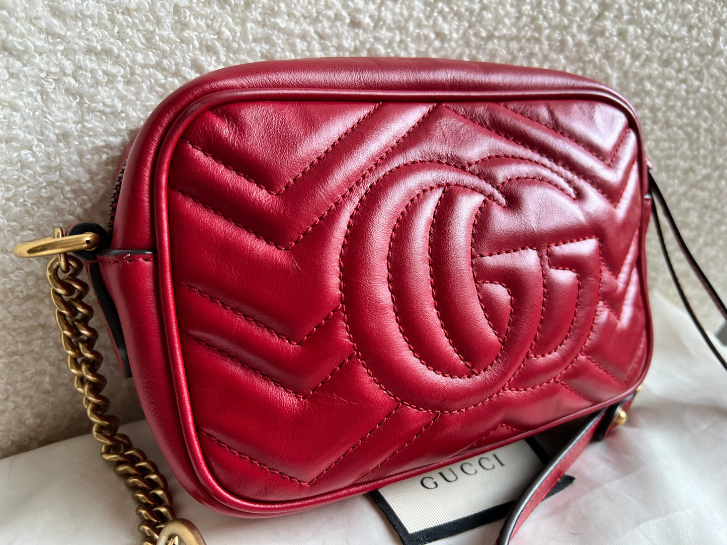 Gucci GG Hibiscus Red Marmont Mini Shoulder Bag (RRP £1220)