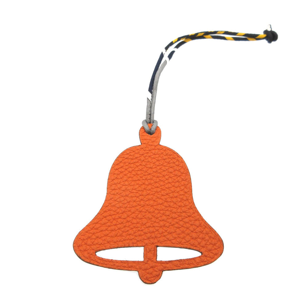 HERMES key ring Epsom , Taurillon Clemence Orange Bag charm bell Petit Ash Women Used